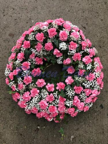 Nelken Kranz voll rosa/Schleierkraut 