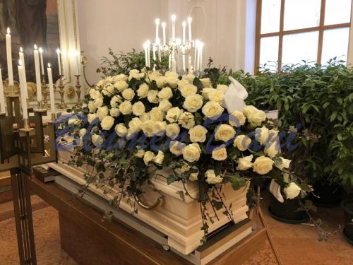 Sargdecke ca. 150 cm weiß Rosen 